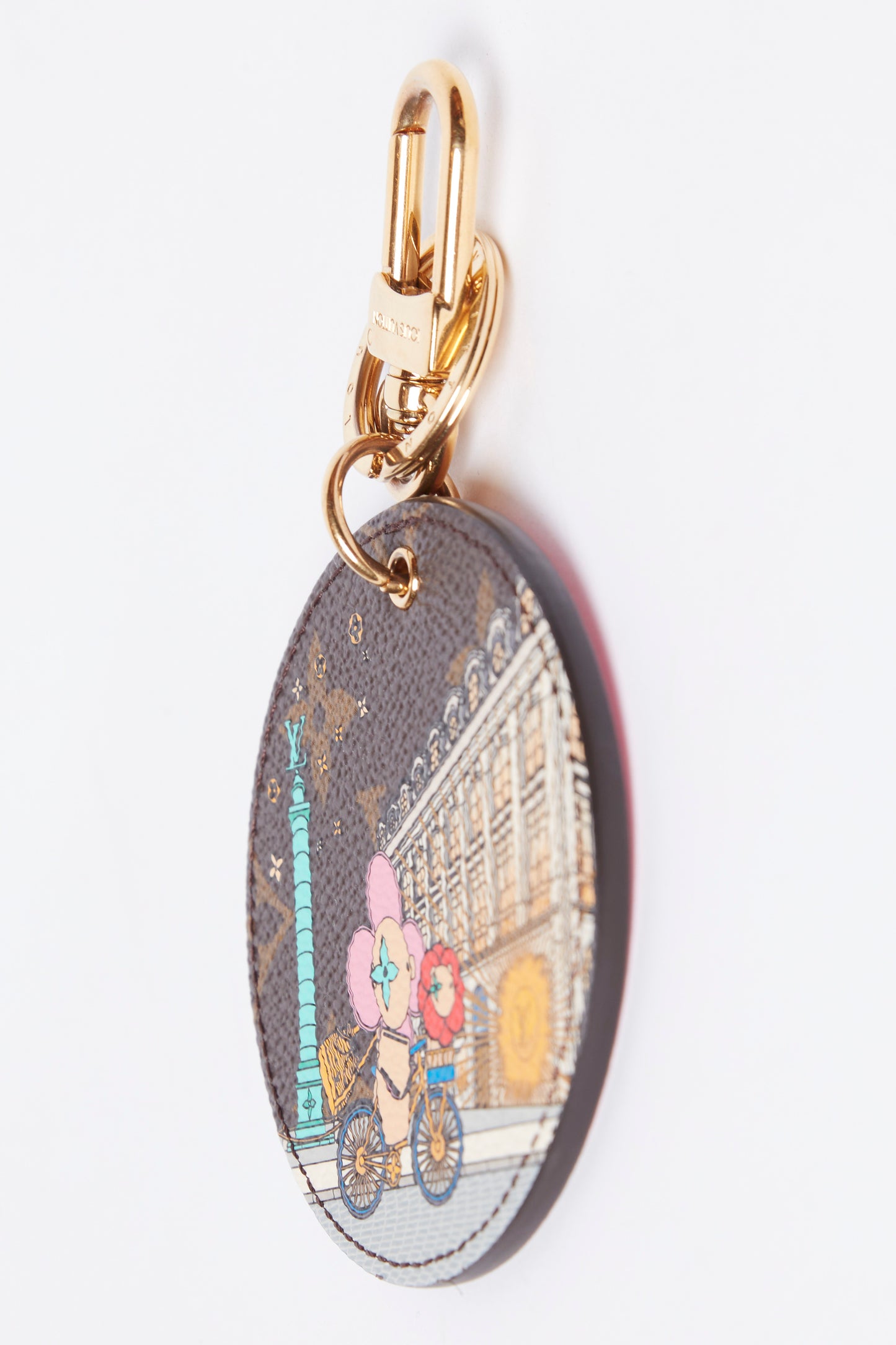 LOUIS VUITTON Keychain Ilustre Christmas Paris Monogram/Metal Brown/Pink  M00872