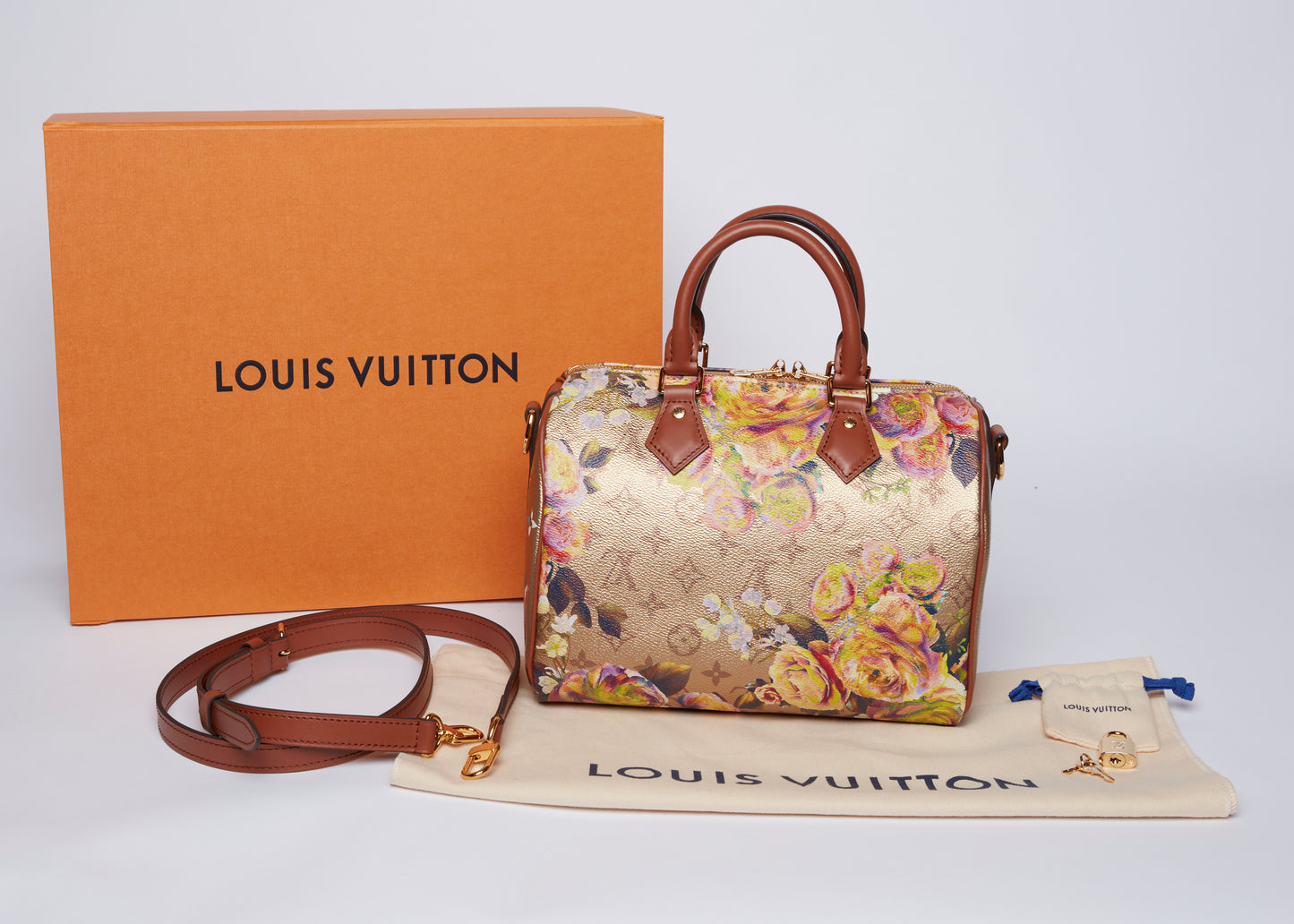 Louis Vuitton Speedy Bandouliere 25 Floral-print Coated Canvas Top